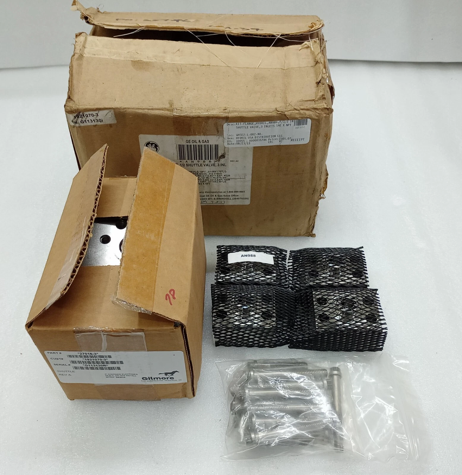 GE Oil & Gas AN986 1/2 Shuttle Valve Gilmore 27016-3 Shuttle Valve Kit 1921070-3